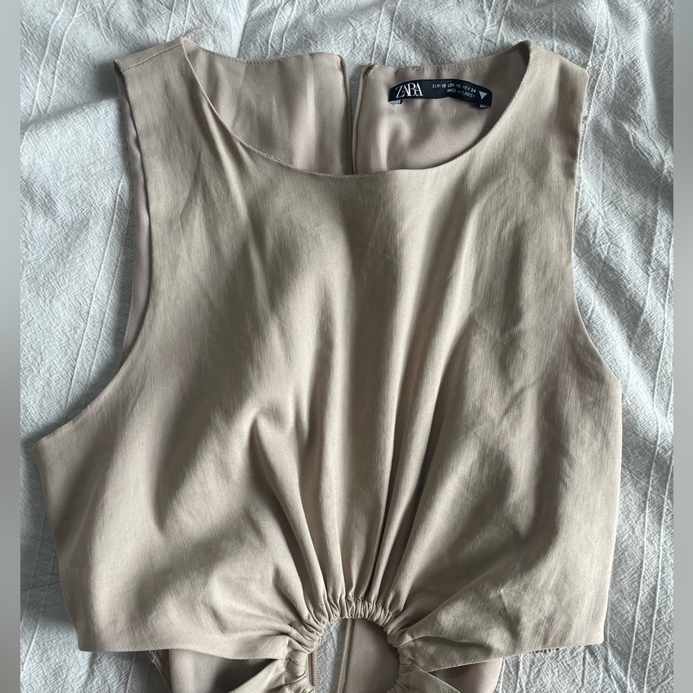 CUT OUT LINEN BLEND DRESS - Picture 4 of 4